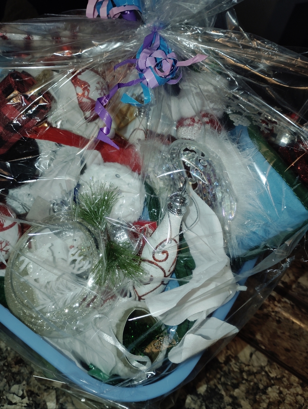 Holiday Gift Basket with Snowman and Ornaments -Christmas Gift Basket - Picture 4 of 7